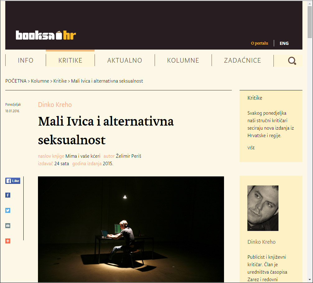 Kritika Dinka Krehe na portalu Booksa