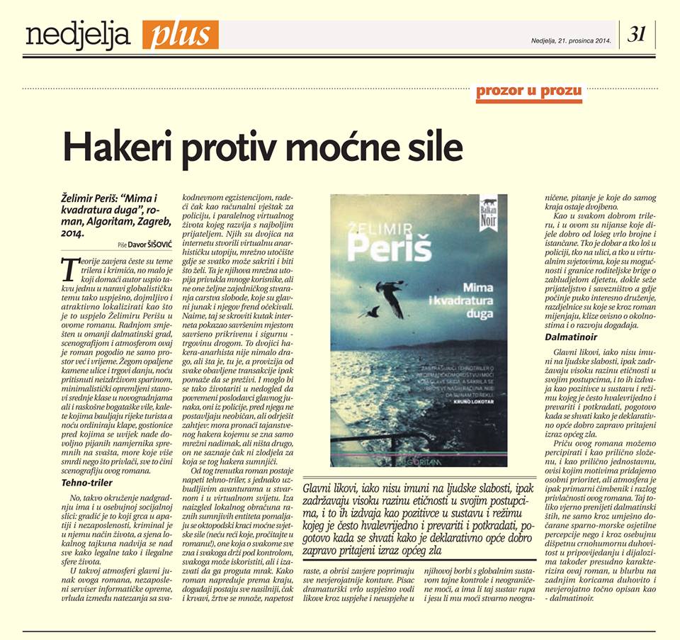 Kritika u Glasu Istre o knjizi Mima i kvadratura duga