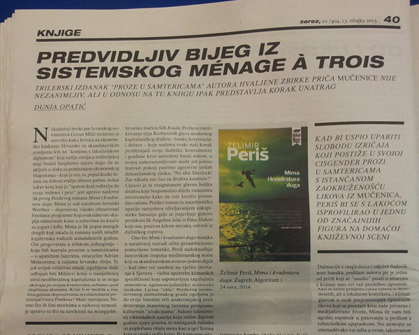 Kritika Dunje Opatić u Zarezu